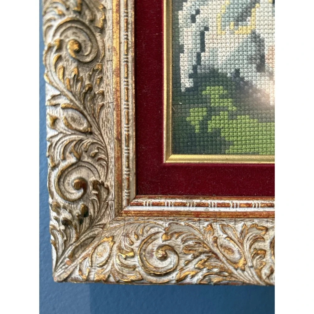 Vtg Greek Needlepoint Wall Art Pair Framed Traditional Evzone & Woman 28